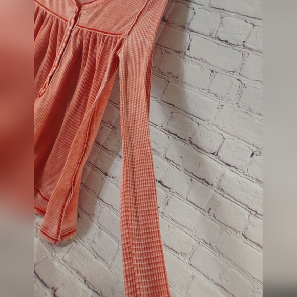 We The Free Kai Babydoll Red Henley Large Boho Waffle Tunic - Picture 5 of 13